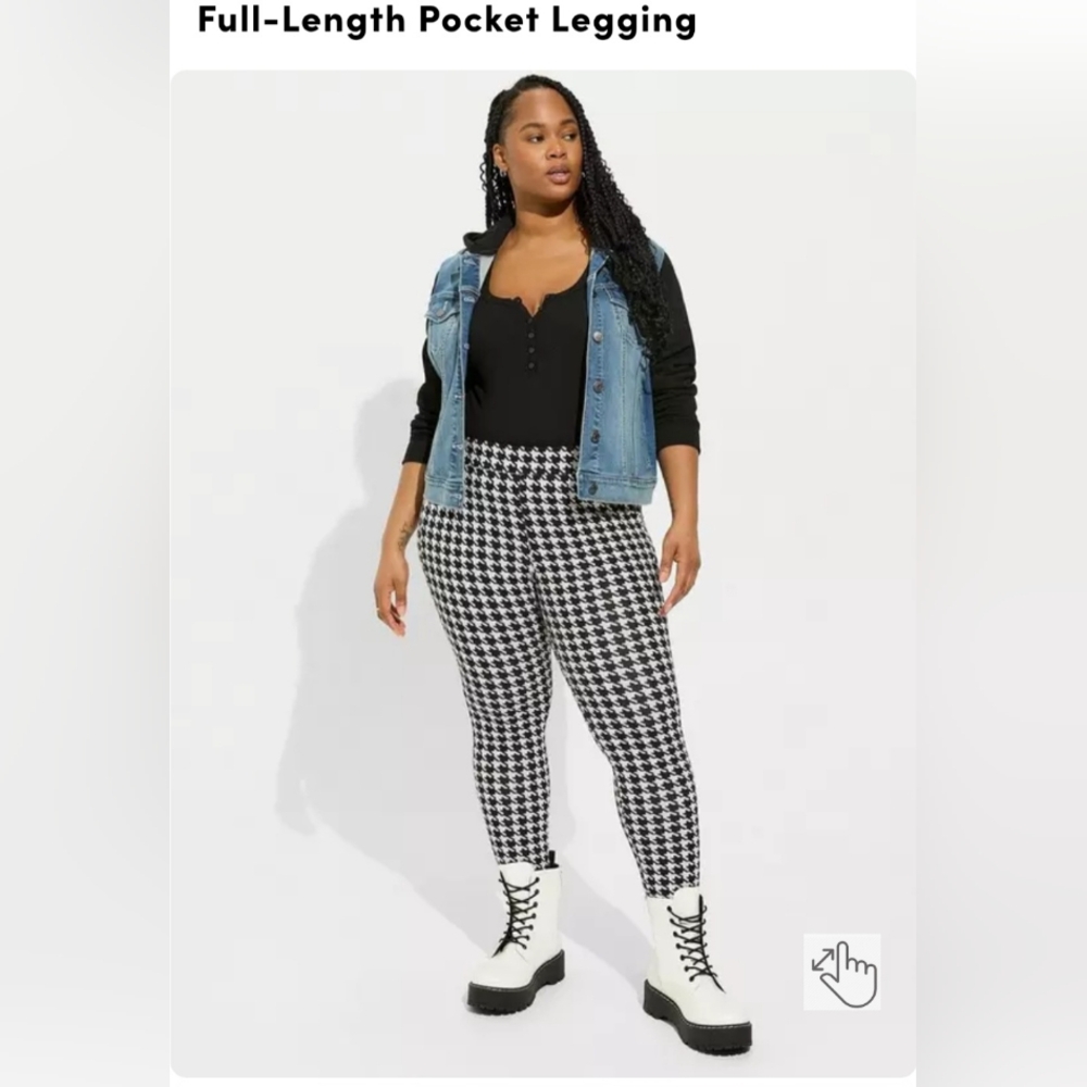 Torrid, Sz 1R, NWOT, Black and White Houndstooth Leggings